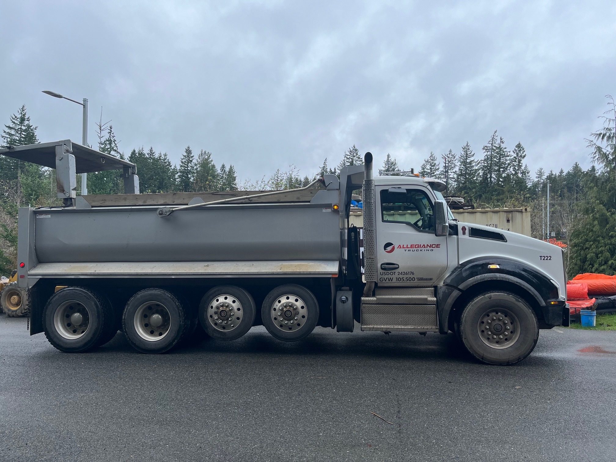 Allegiance Trucking branded Kenworth dump truck
